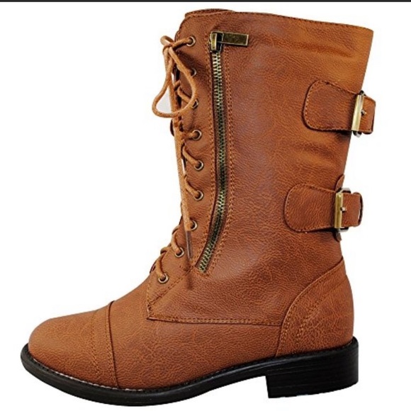 🍂🍂 Women's Lace up Mid Calf Combat - Picture 2 of 3